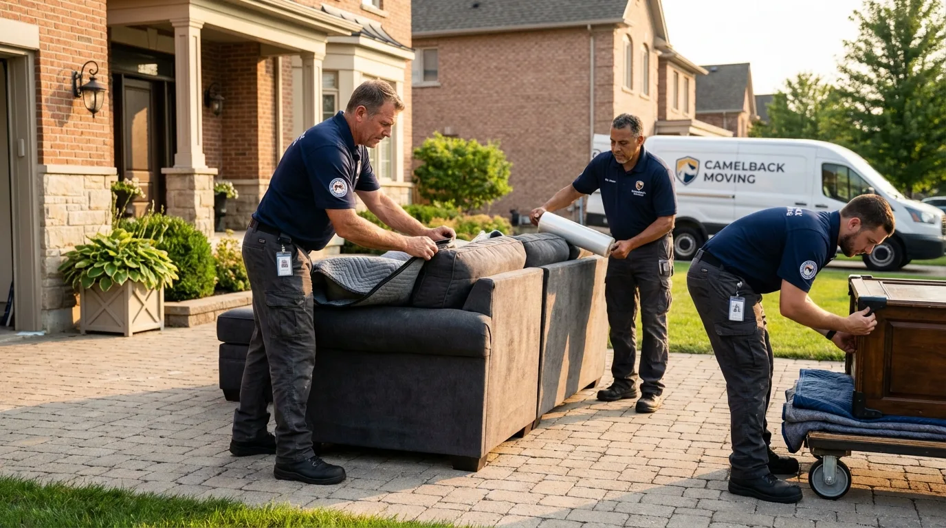 Large estate moving crew wrapping furniture in Fairview, PA